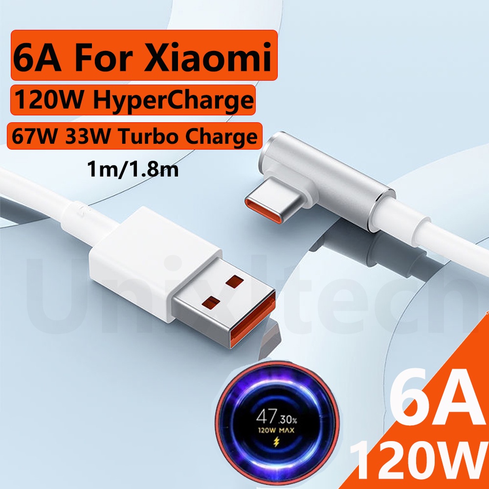 6A 67W 120W for Xiaomi USB Type C Cable 90W Turbo Charging Charger Cord for  Mi 11 12 Redmi Note 13 Pro Poco X6 F5
