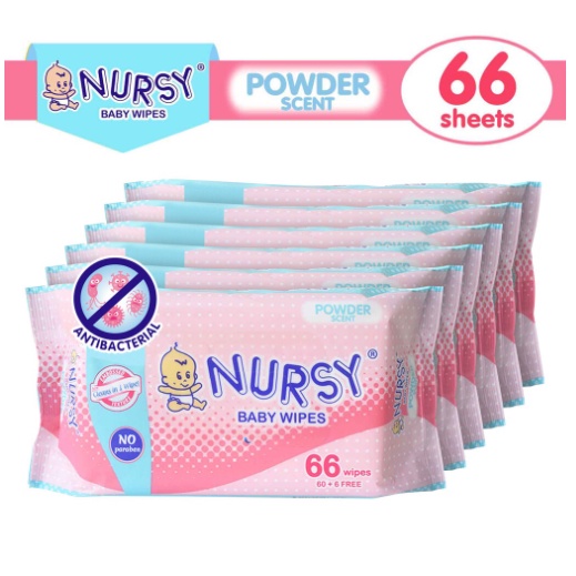 Nursy Baby Wipes in Powder Scent 66's x 6 packs Shopee Philippines