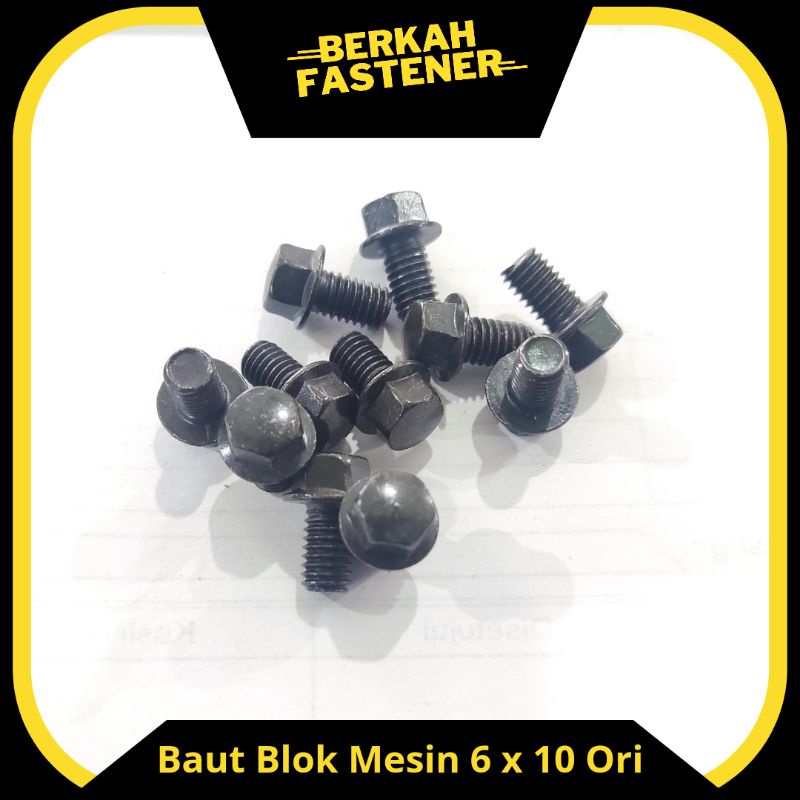 HIJAU MESIN HITAM Engine Block Bolts Original Black Pseudo Green 6x10