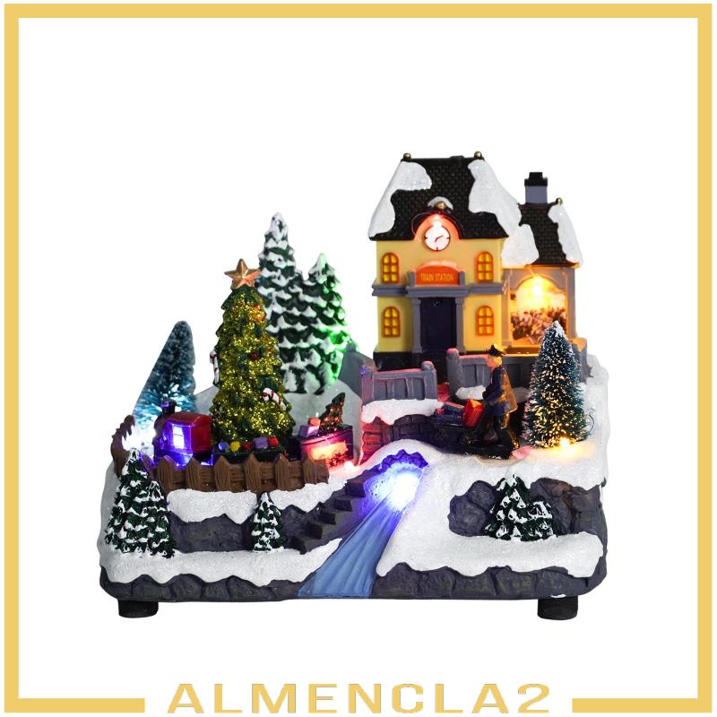 [Almencla2] Christmas Snow House Resin Village Houses Set with Music