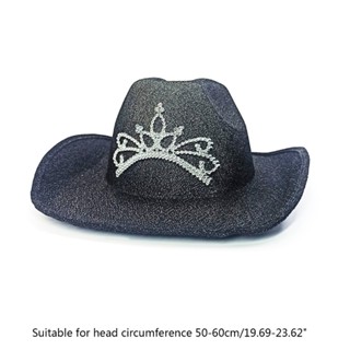 OPP Unisex Retro Cowboy Hat Rhinestone Crown Sequins Brim Hat Fedora ...