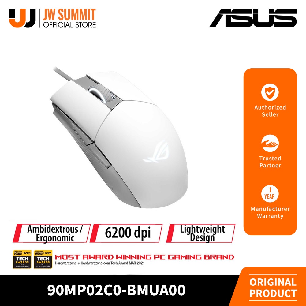 ASUS ROG Strix Impact II RGB Gaming Mouse Moonlight White (90MP02C0 ...