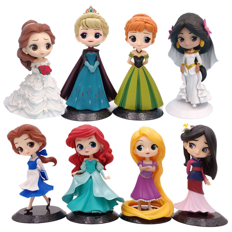 Bandai Q Posket Disney Princesses Figures Mulan Ariel Tinker Bell Elsa ...