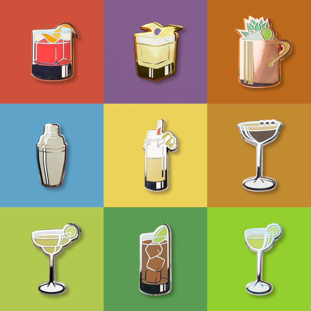 Quelay 20 Pcs Cocktail Enamel Pin Classic Cute Lapel Pin Set Summer Beach Brooch Badges Jewelry Gift For Bartender Aprons, Jackets, Backpacks And Purses, Shirt And Suit Lapels - Product Details