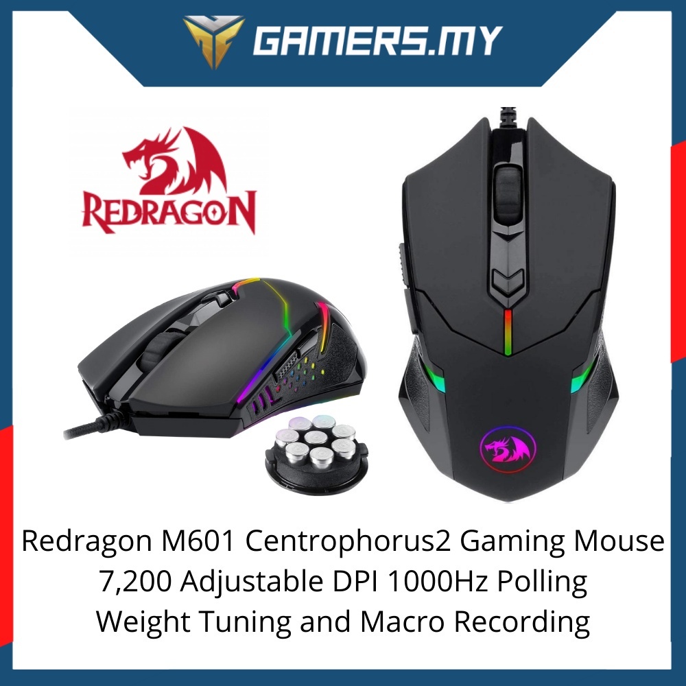 ReDRagon M601 centrophorus2 RGB wired gaming mouse-adjustable 7200 DPI ...