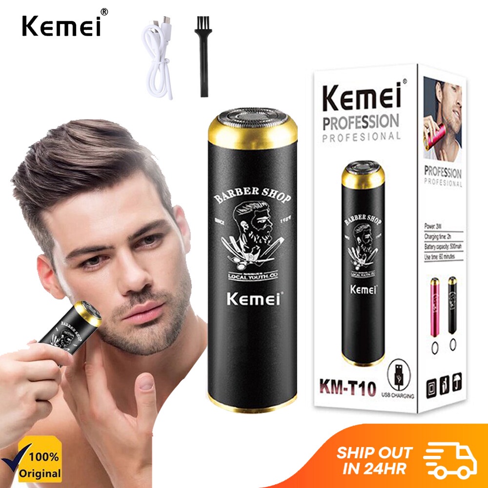 Kemei KMT10 Mini Men Electric Shaver Wet and Dry Use USB Rechargeable