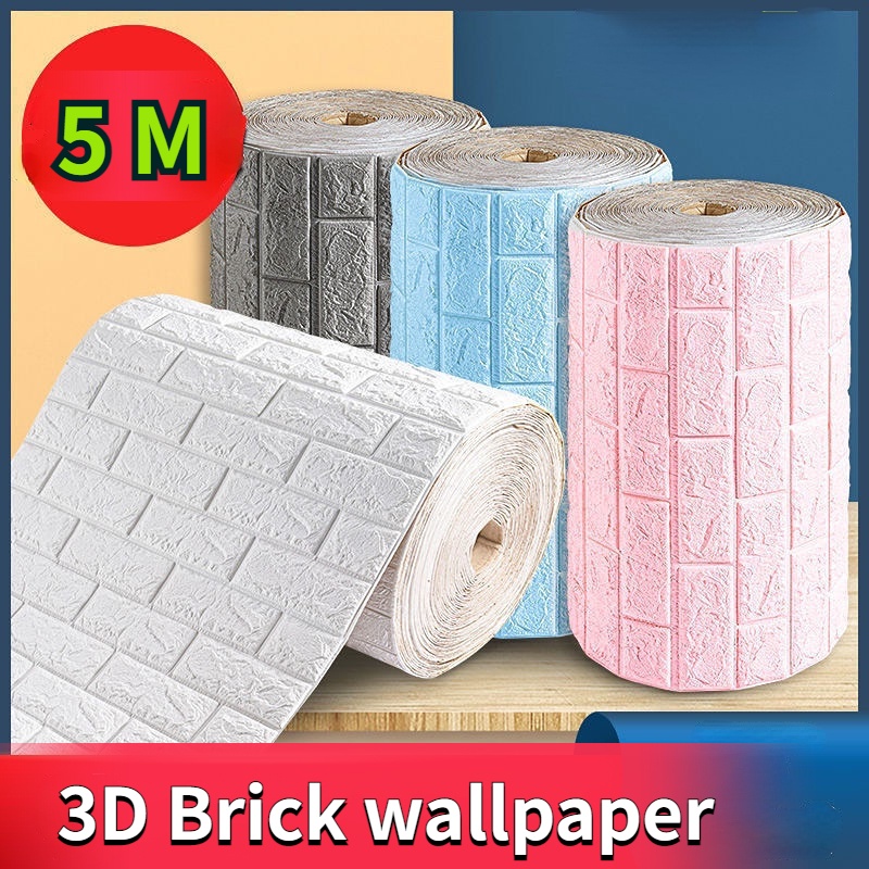 5m x 50cm 3D Foam Brick Wallpaper Roll Selfadhesive Waterproof Foam