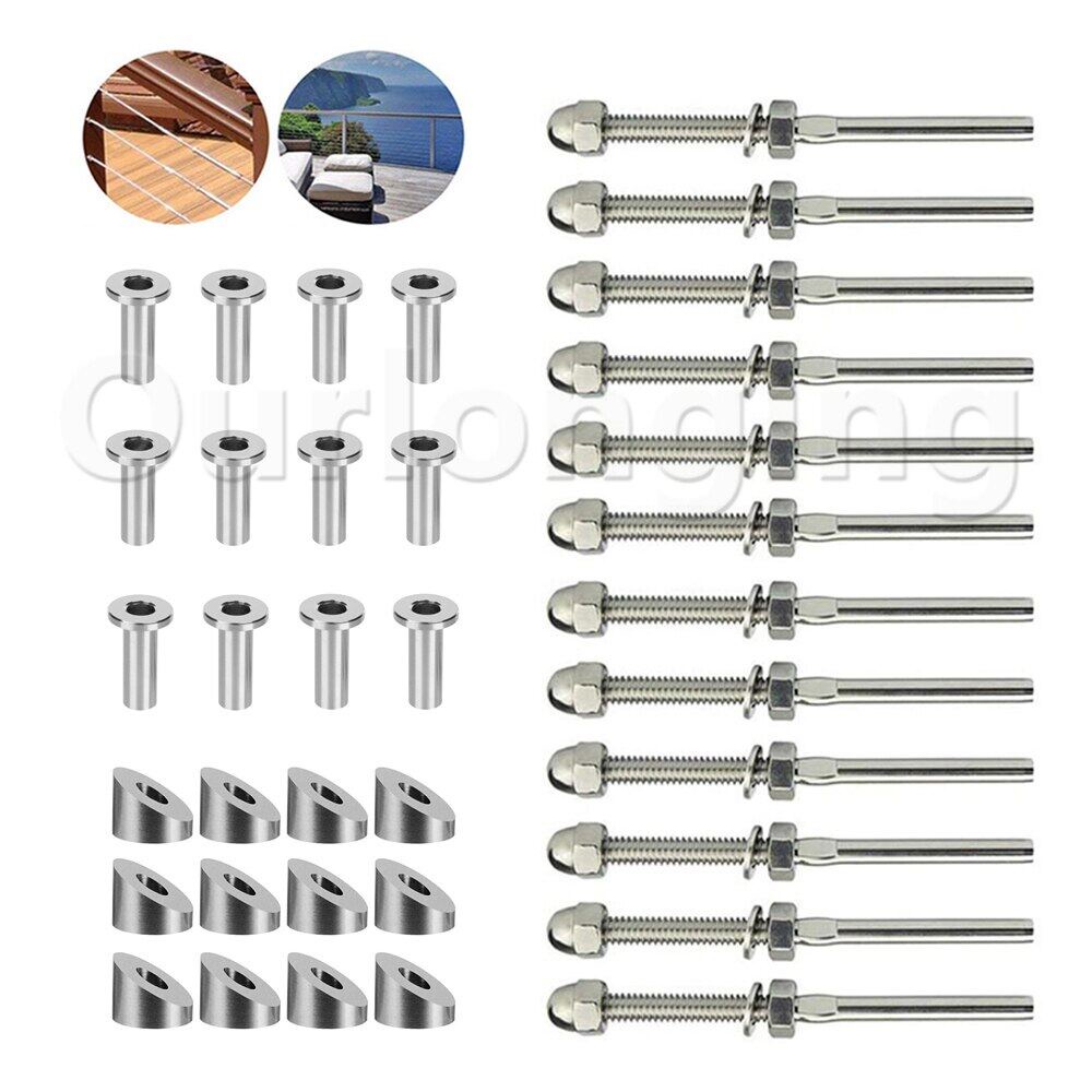 Senmit Threaded Stud Tension End Fitting Terminal, 1/8" Stainless Steel - View #7