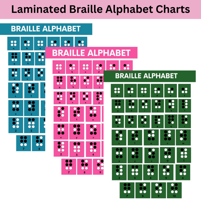 Laminated Braille Charts for Kids, Learners and Educators, Educational ...