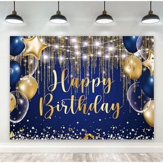 Navy Blue Gold Birthday Party Decorations for Men Women Boys Girls with  HAPPY BI