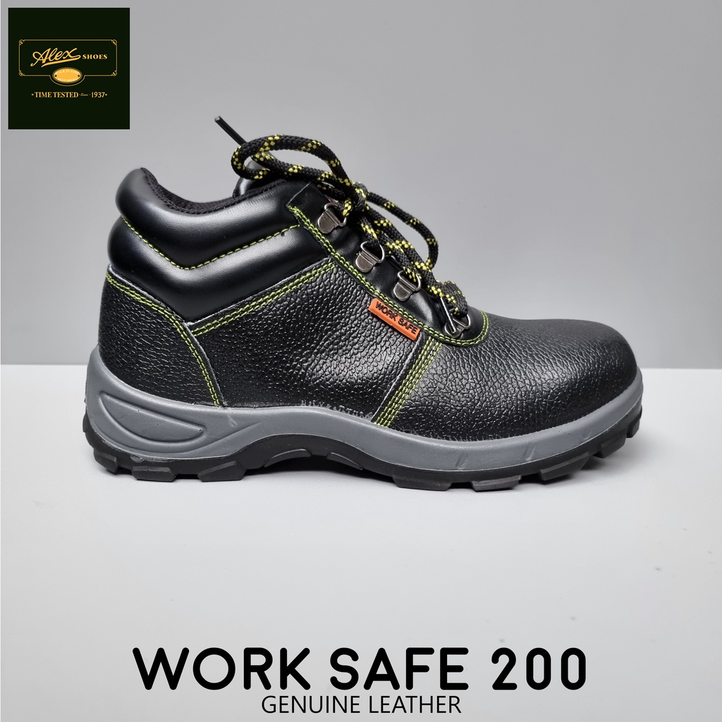 WORK SAFE 200 GENUINE LEATHER SAFETY SHOES MENS STEEL TOE CAP ANTI