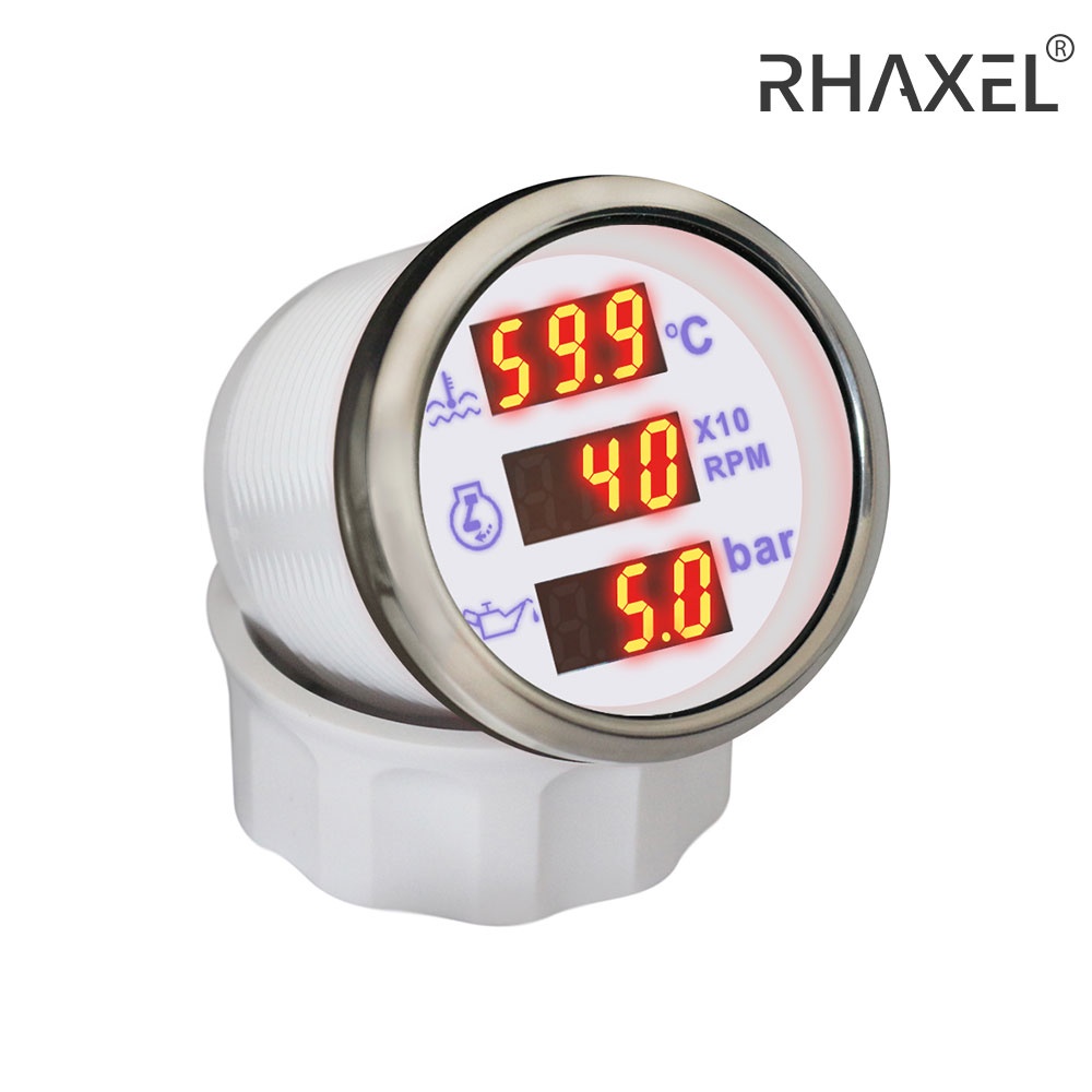 ღRHAXEL Auto Gauge 3 in 1 Digital Tachometer Water Temp Fuel Level Oil