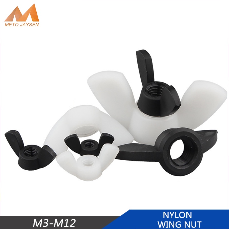 Nylon Wing Nuts Butterfly Nut to Fit Bolts & Screws Black White M3 M4