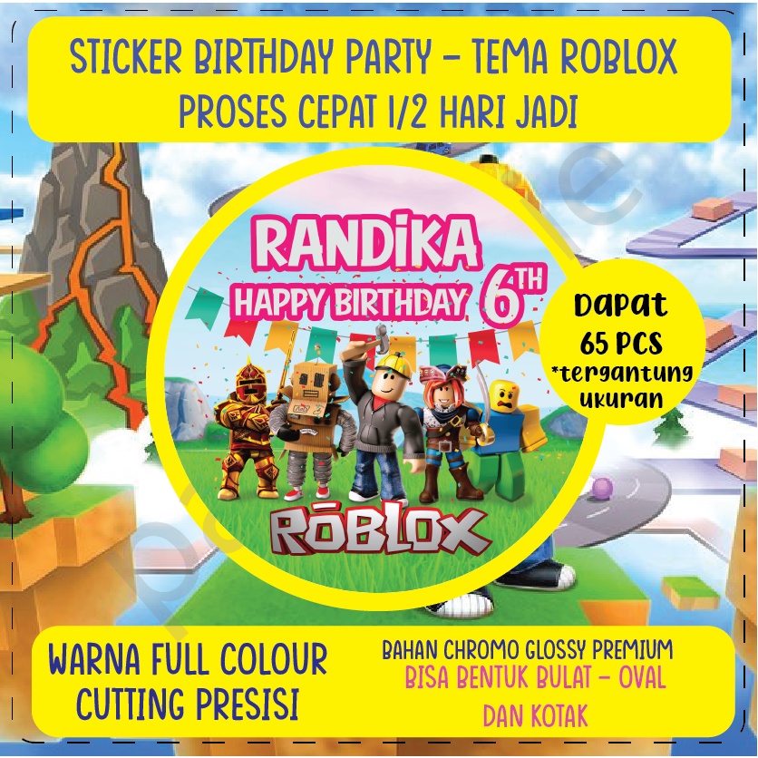 Children's birthday ROBLOX sticker label - birthday party sticker ...