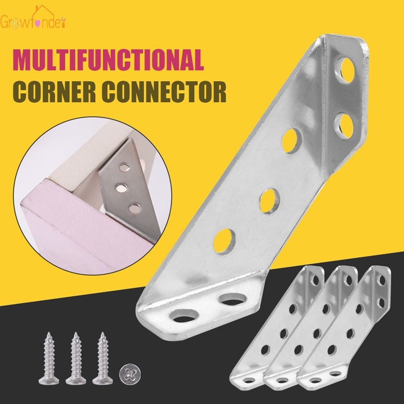 Trapeziform Angle Brackets Corner Brace with Screws Metal Angle Bracket for Furniture Universal