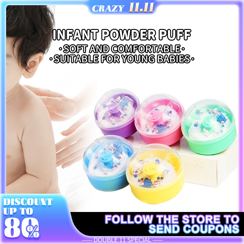 Baby Powder Puff Box Baby Round Puff Talcum Powder Sponge Box Newborn