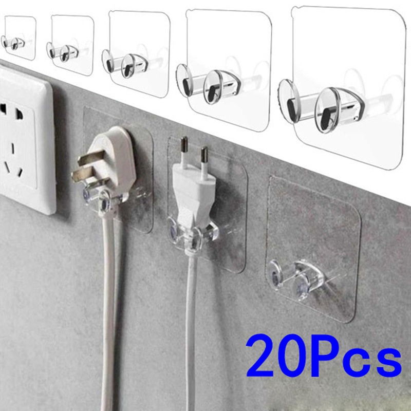 5/10/20 Pieces of Wall Mounted Storage Hooks Non Punching Power Plug ...