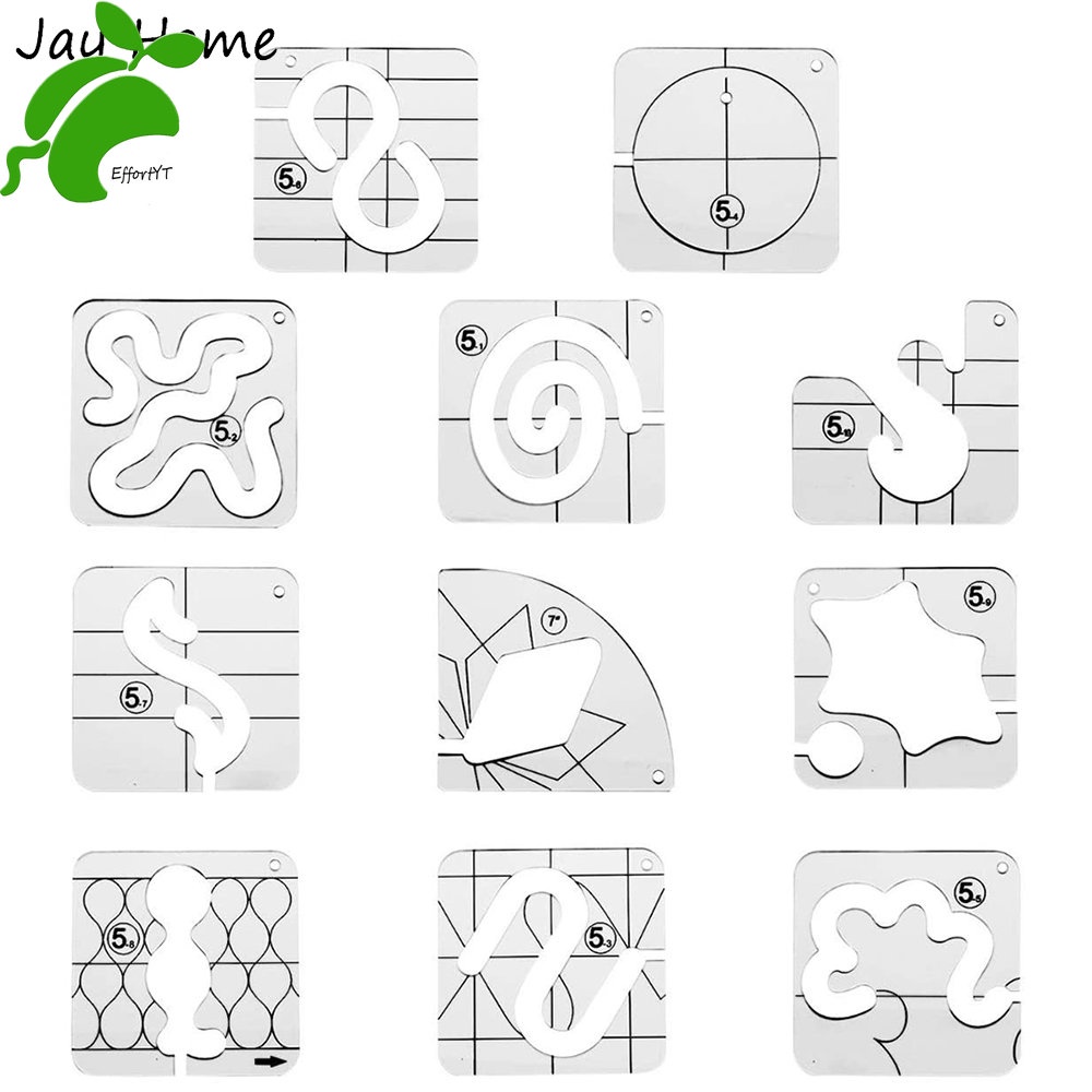 AZJ 11Pcs Free Motion Quilting Templates Sewing Ruler Acrylic Sewing ...