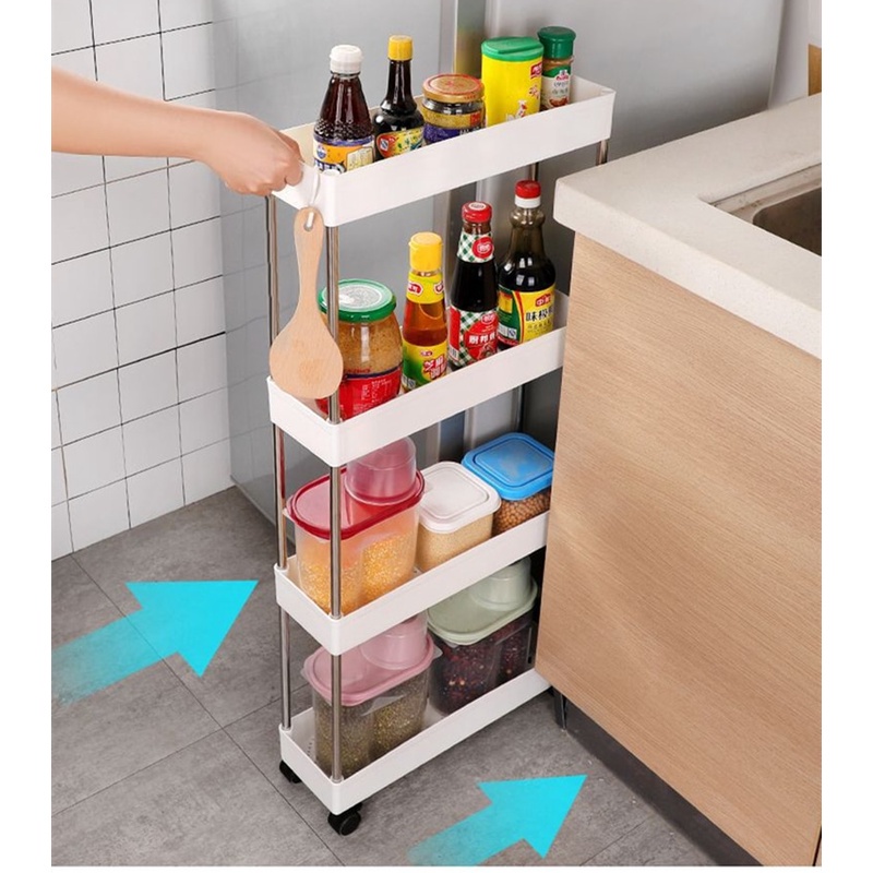 4 Layers Rolling Rack Bathroom Kitchen Organizer Trolley Room Organizer ...