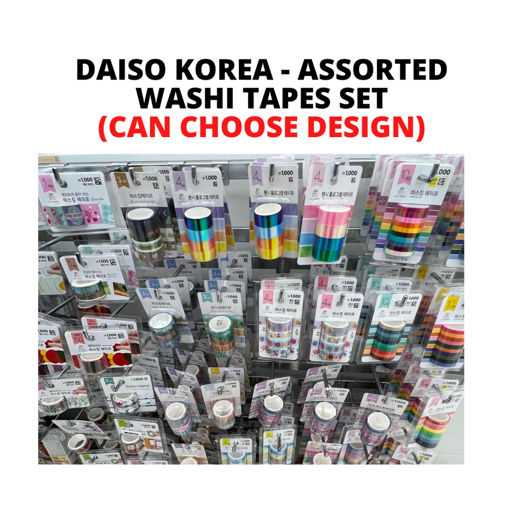 DAISO Korea 🇰🇷 Assorted Washi Tapes (CAN CHOOSE DESIGN) Shopee Philippines