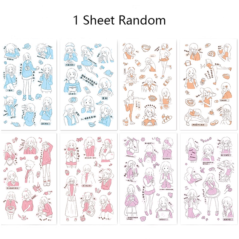 Lovely Cartoon Girl Series Washi Stickers Student Handbook Deco DIY ...