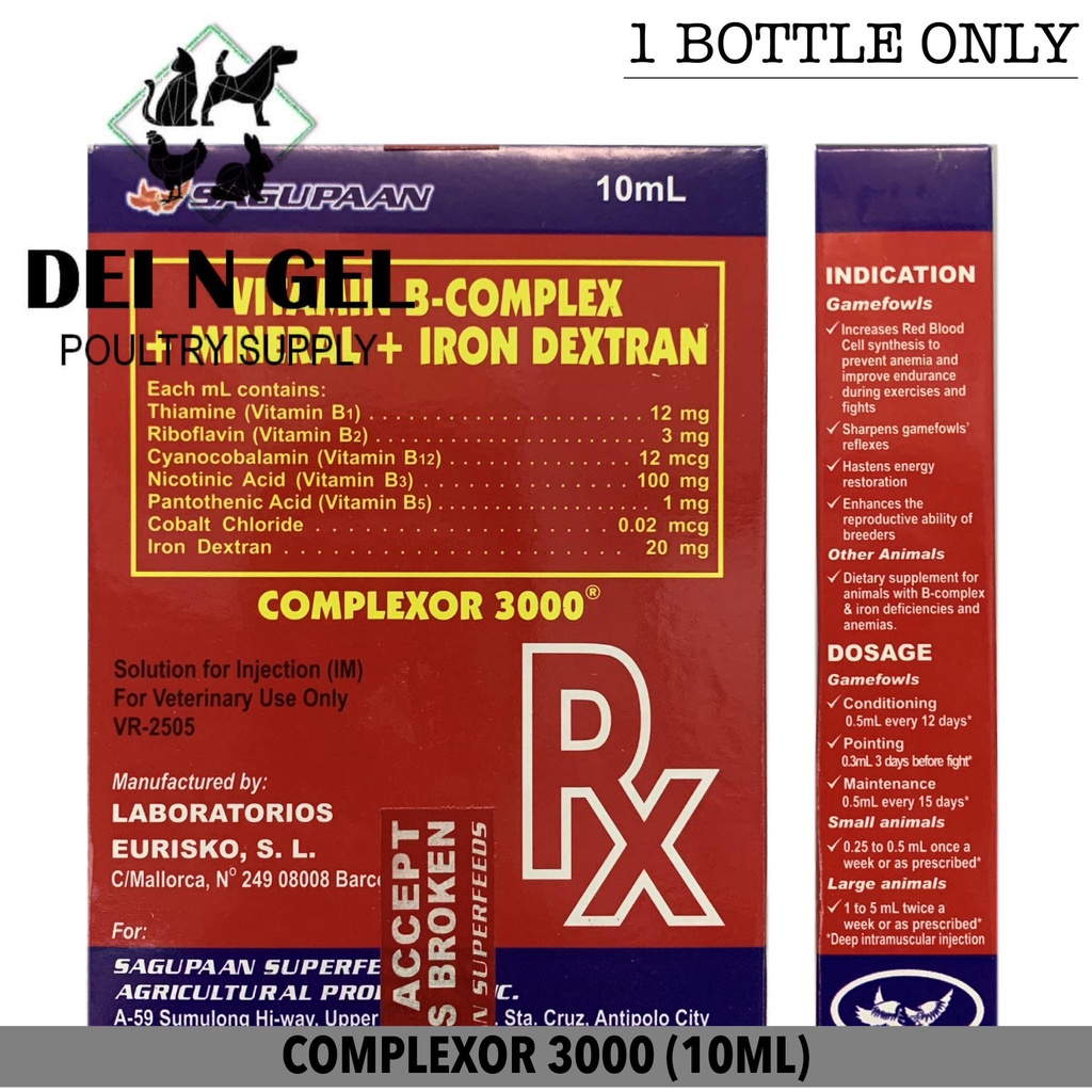 COMPLEXOR 3000 VITAMIN MINERAL IRON DEXTRAN (10ML) Shopee