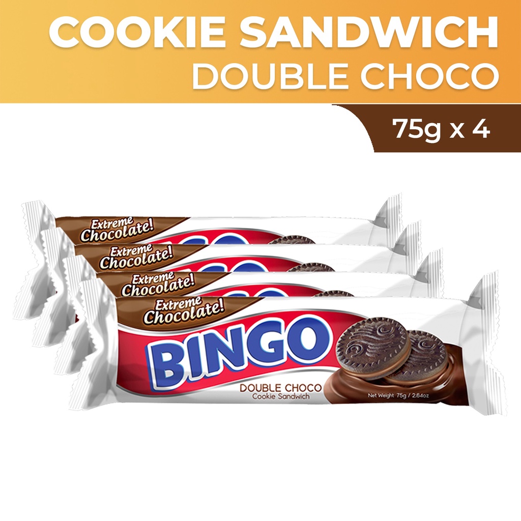 Bingo Double Choco Chocolate Filled Choco Sandwich Cookies G X NWA Shopee Philippines