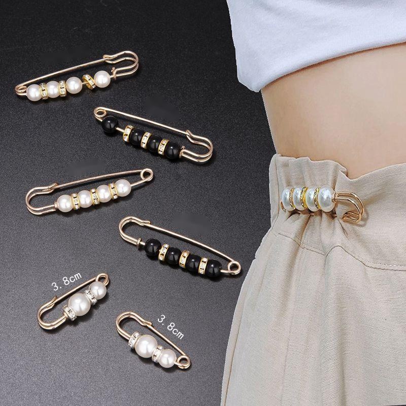LY.1pcs Pearl Brooch Tightening Waistband Pin Opening Bottom Metal High