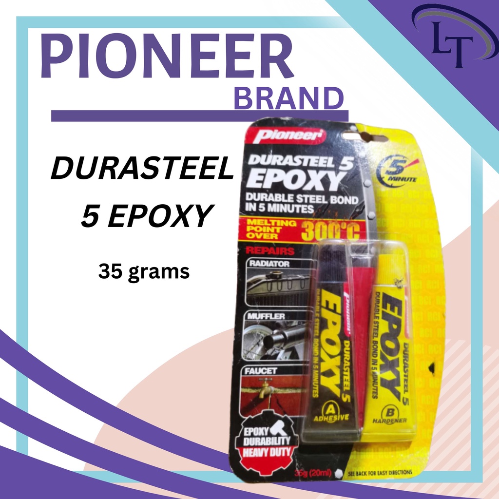 PIONEER DURASTEEL 5 EPOXY 35G / PLUS FIVE CLEAR EPOXY 15G / MIGHTY BOND