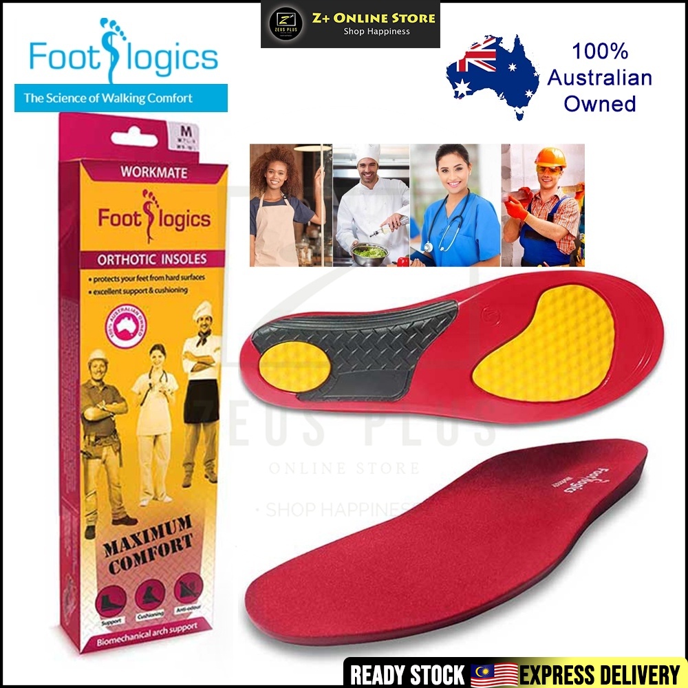 FOOTLOGICS WORKMATE Orthotic Insole Full Length for Work Footwear Tired Walking Foot Pain Arch