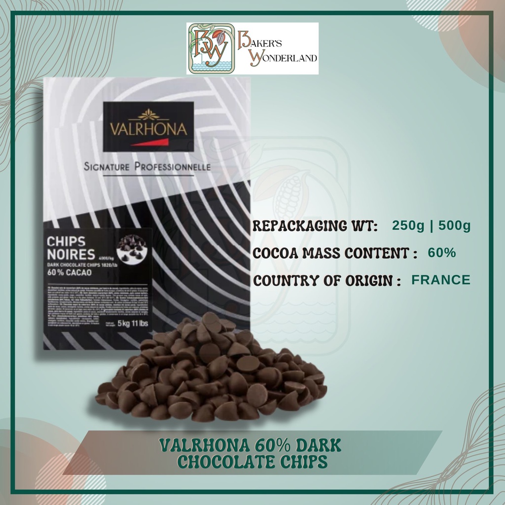 VALRHONA 60 DARK CHOCOLATE CHIPS (250g & 500g) Shopee Philippines