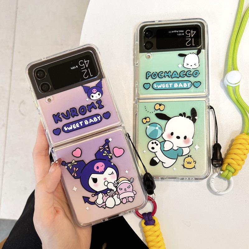 Purple Kuromi Pochacco Clear Hard Flip Case Samsung Galaxy Z Flip 4 3 ...