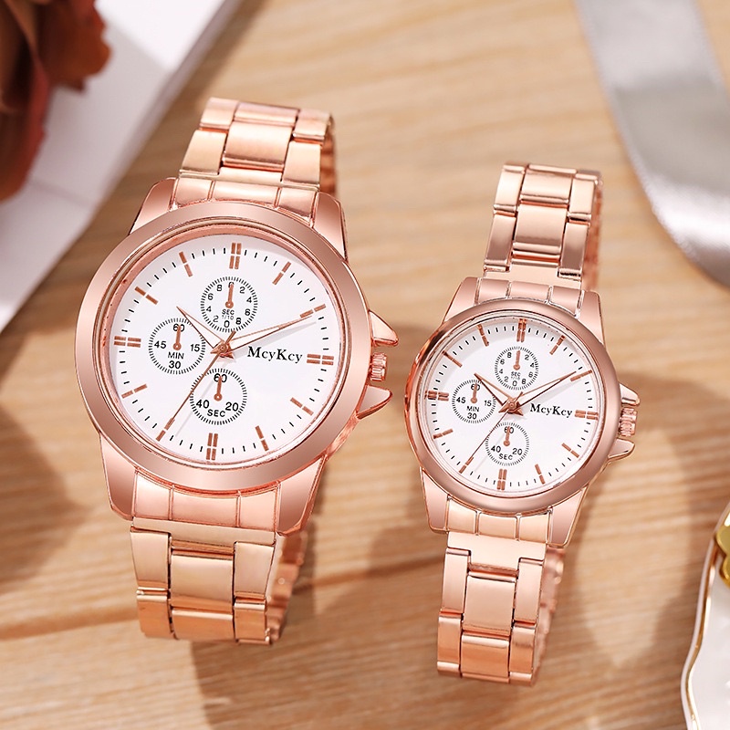 Rose gold couple discount watch