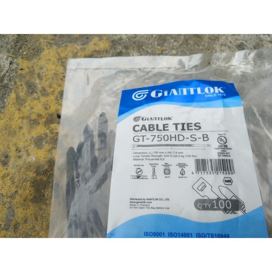 Giantlok GT 750HD SB Tis Cable 1 Pack Logistics Tie Rope Jumbo Cable ...