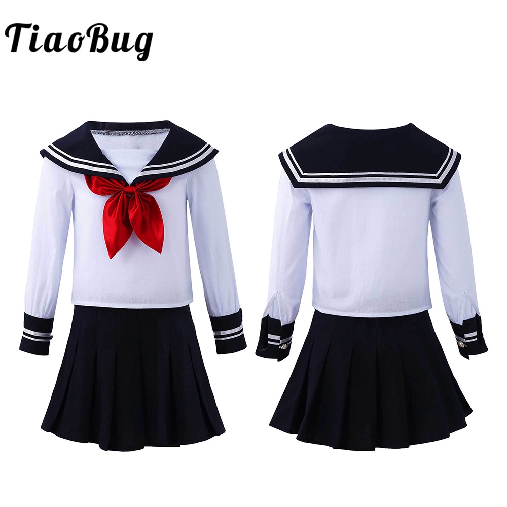 Japanese School Uniform Skirt Kids Girls Sailor Outfit Costumes JK