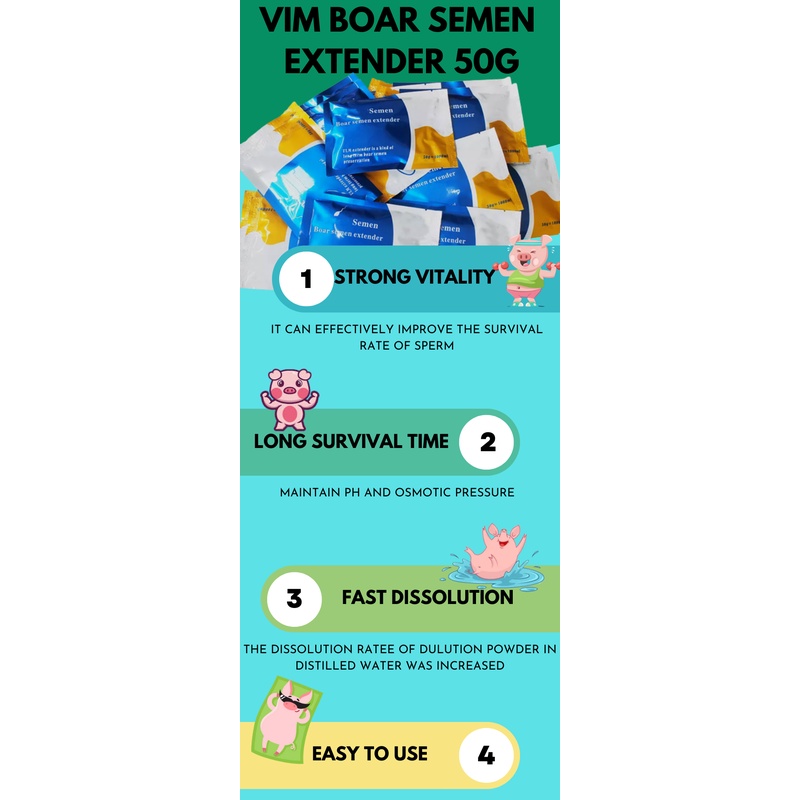 VIM 7-9 days Boar Semen Extender Powder 50g Long term extender pig ...
