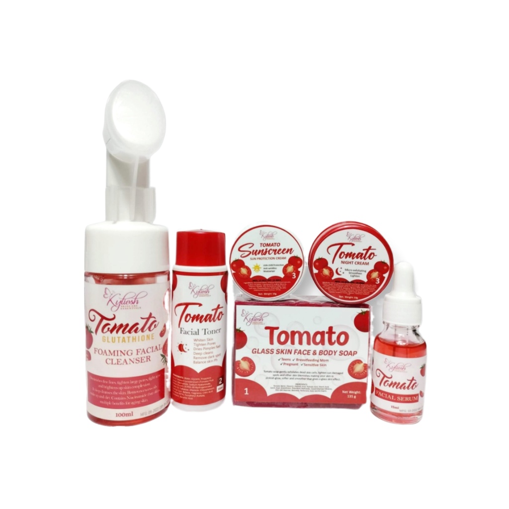 In Tomato Glass Skin Whitening Set Micro Exfoliating For Glowing Skin Tomato Glutathione