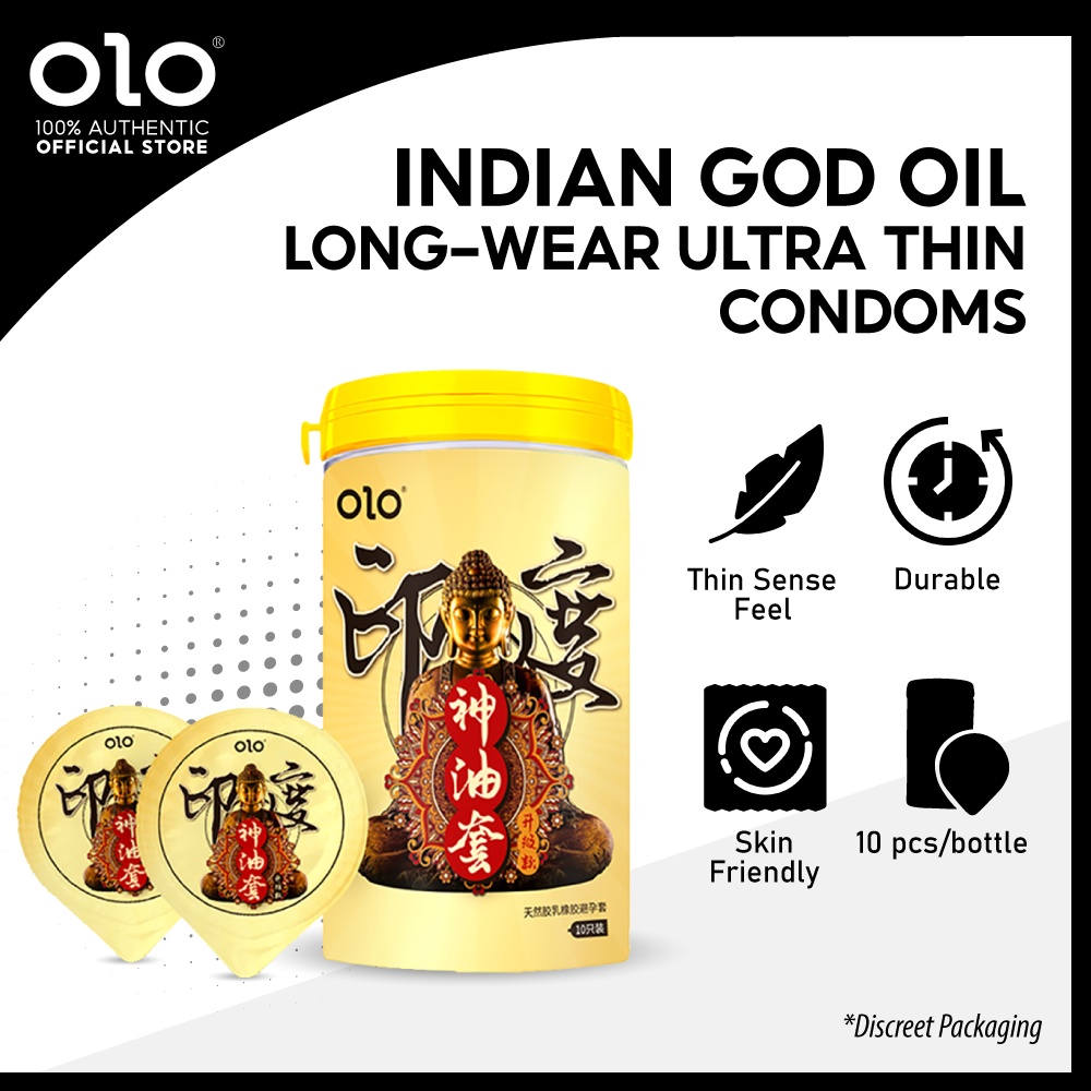 OLO Indian God Oil LongWear Ultra Thin Condoms Natural Latex Rubber