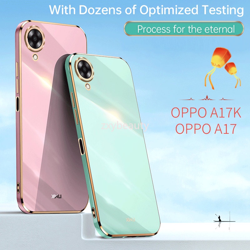 Silicone Plating Soft Casing For OPPO A17K Phone Case Smooth Square  Shockproof Case For OPPO A17 K OPPOA17 Back Cover