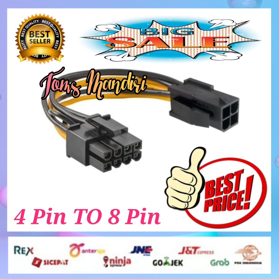 4 Pin TO 8Pin PSU Power Supply Power Supply Cable Converter Cord