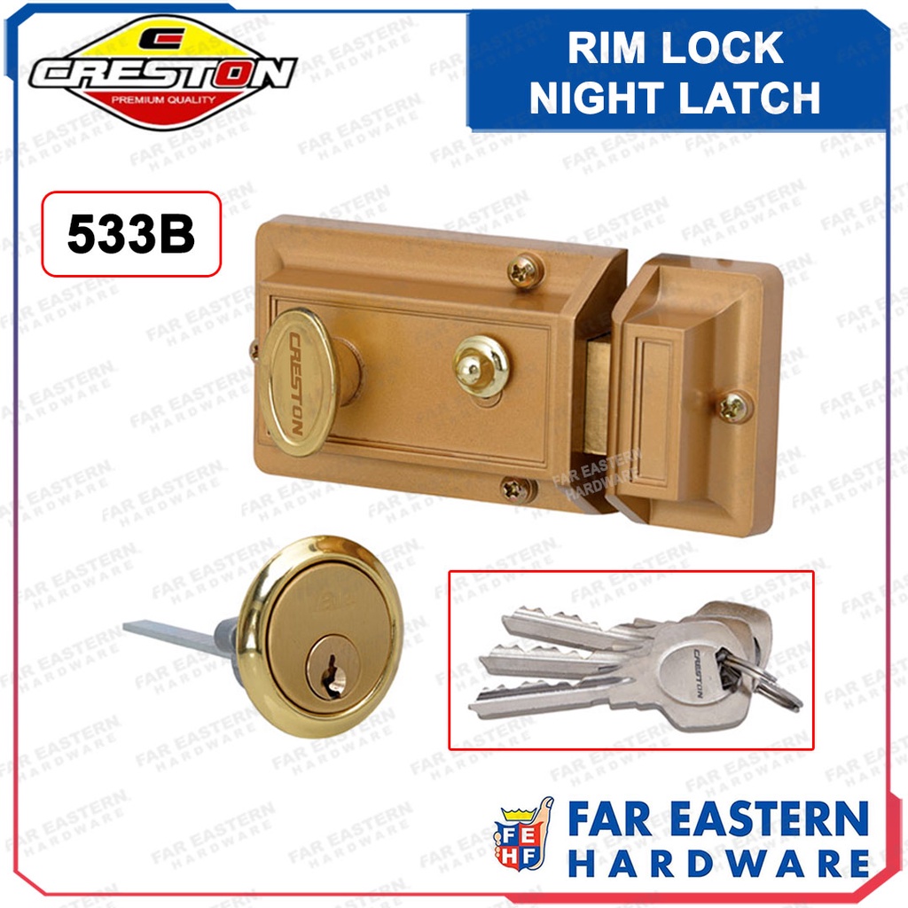 CRESTON Rim Door Lock Night Latch Nightlatch 533B CRDH Shopee Philippines