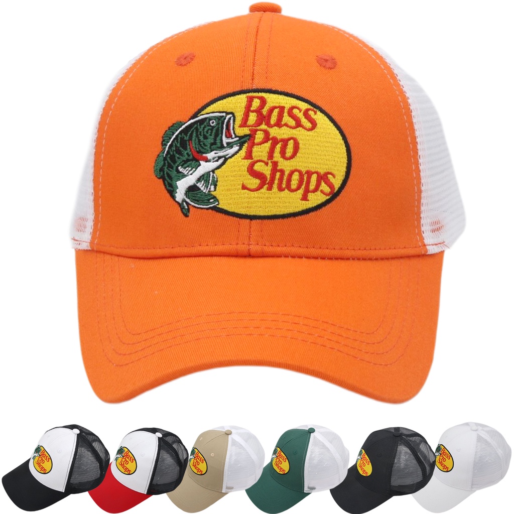 Bass-Pro Shops Mesh Hat Embroidered Fishing Hat Men's Trucker Hat Cotton  Outdoor Baseball Cap Breathable Adjustable Size Hat
