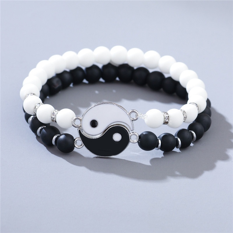 Yin Yang Taiji Bagua Couple Bracelets – 2 Pack, Adjustable With Snap Button – Unisex Gift