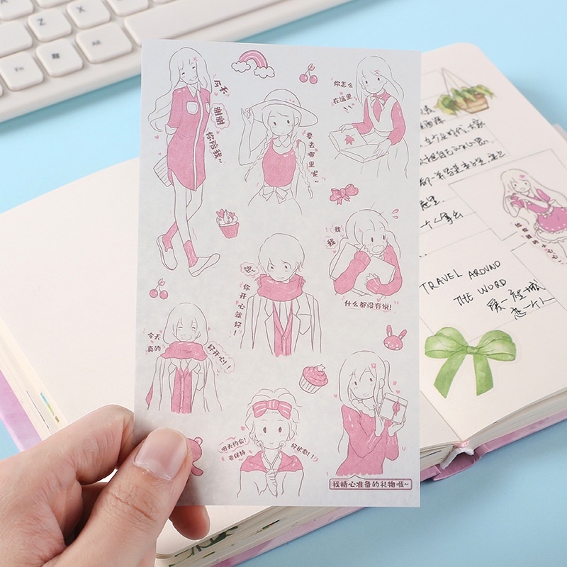 Lovely Cartoon Girl Series Washi Stickers Student Handbook Deco DIY ...