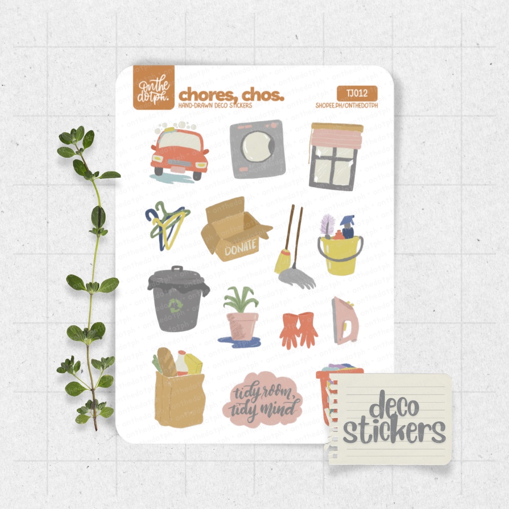 chores chos sticker sheet • decorative for journals, planners ...