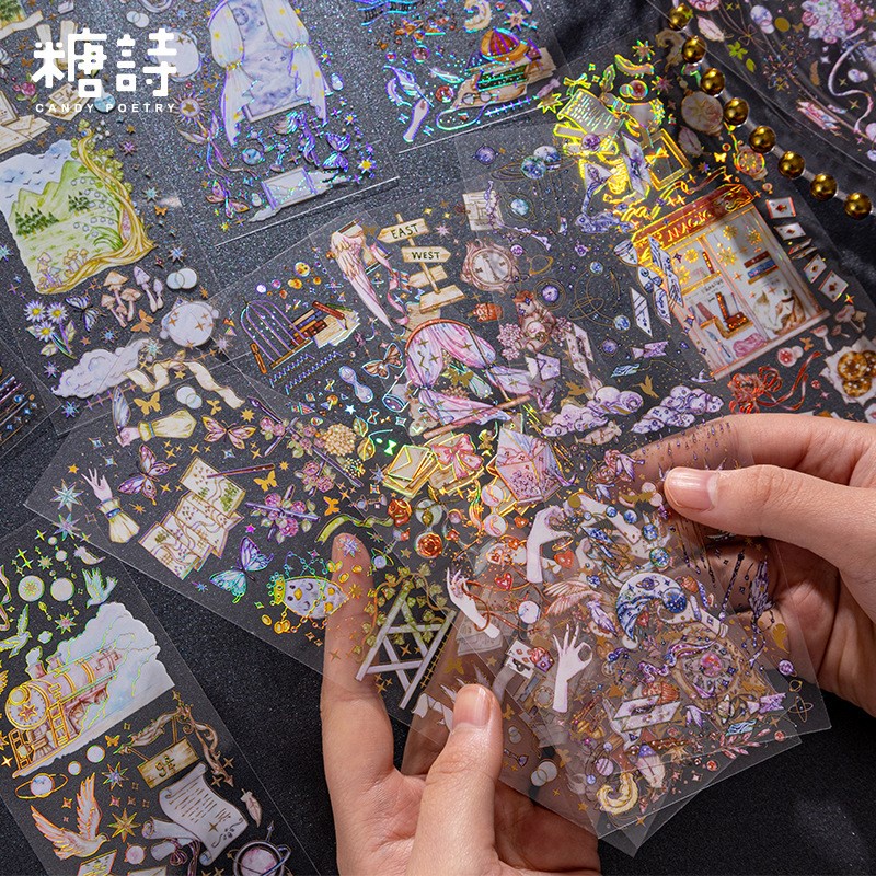 3 Sheets Romantic Themes Resin Stickers Garden Island Vintage Scrapbook ...