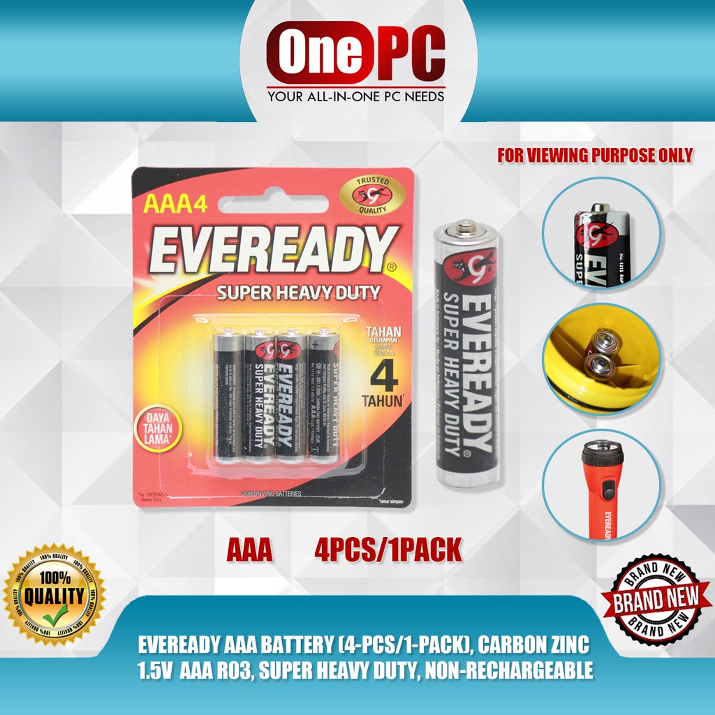 EVEREADY AAA BATTERY (4PCS/1PACK), CARBON ZINC 1.5V AAA R03, SUPER