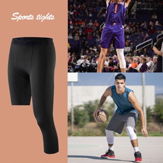  Men's Basketball Single Leg Tight Sports Pants 3/4 One