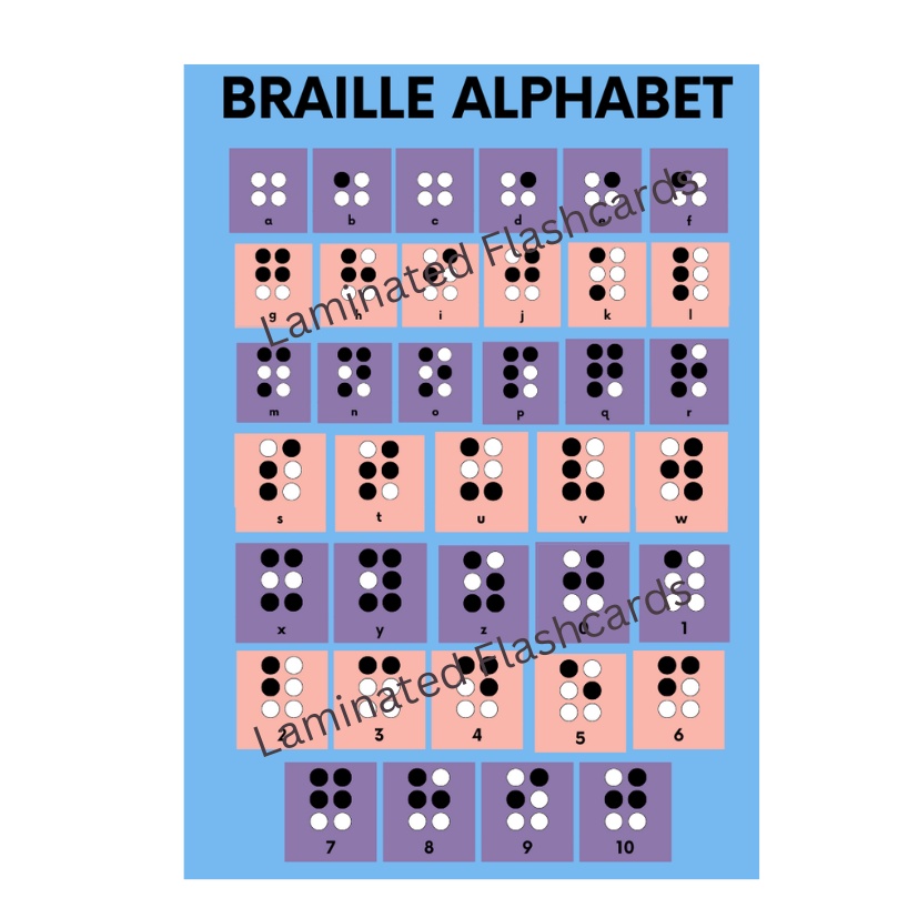 Laminated Braille Charts for Kids, Learners and Educators, Educational ...