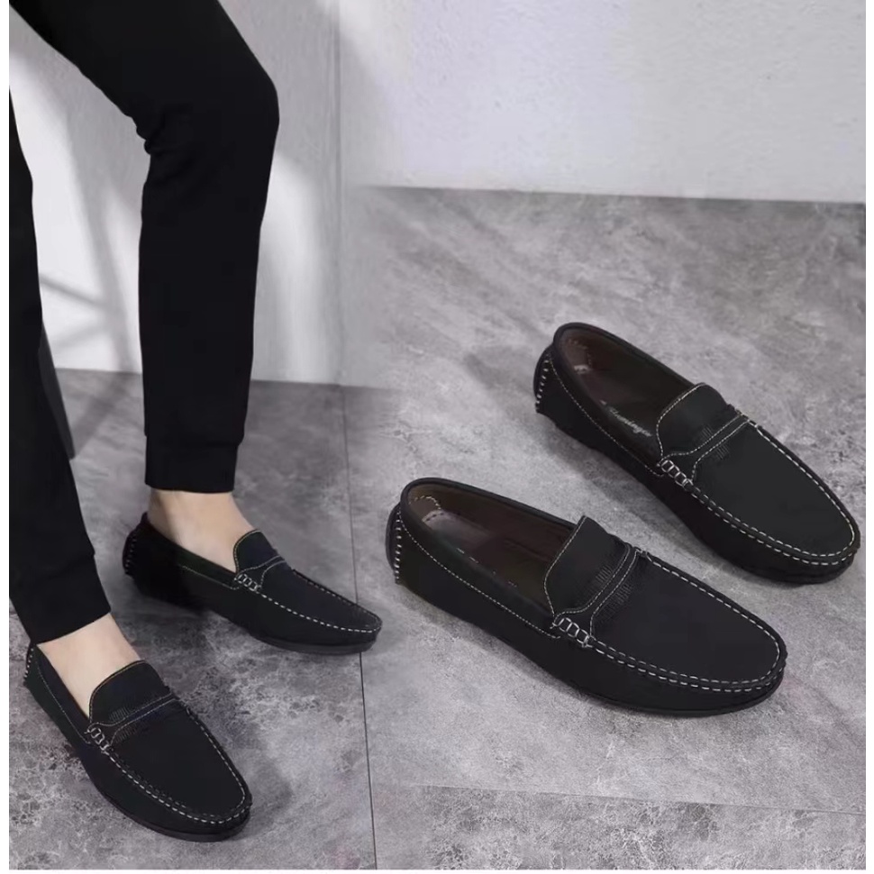 Men s shoes 2023 new summer men s casual leather shoes net red one pedal lazy spirit young guy beani Shopee Philippines